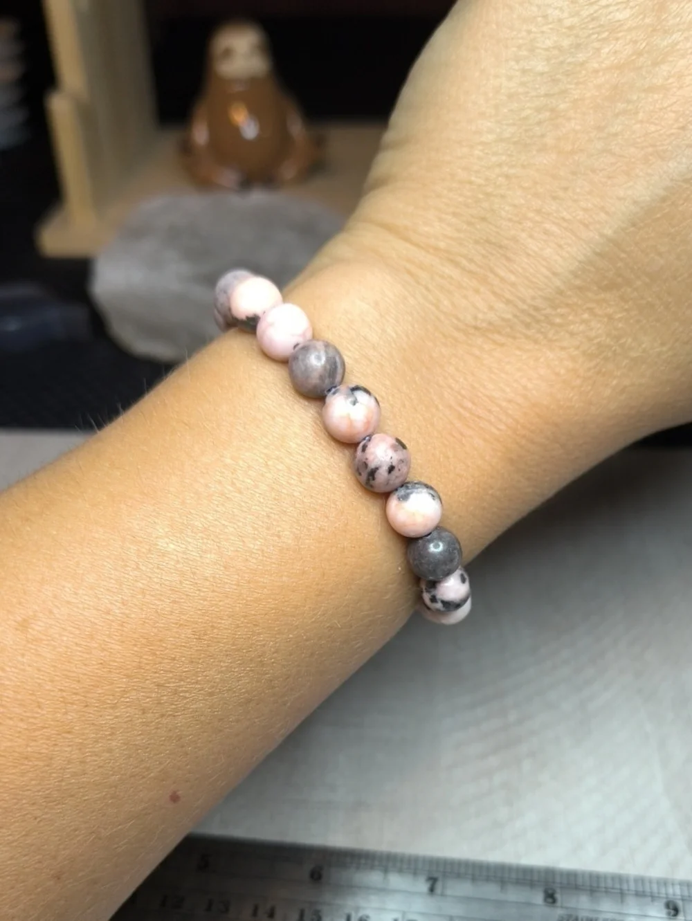 #5- 8mm Pink Zebra Jasper Bead Strand - 8
